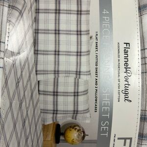 Flannel Portugal Blue and White Plaid Sheet Set